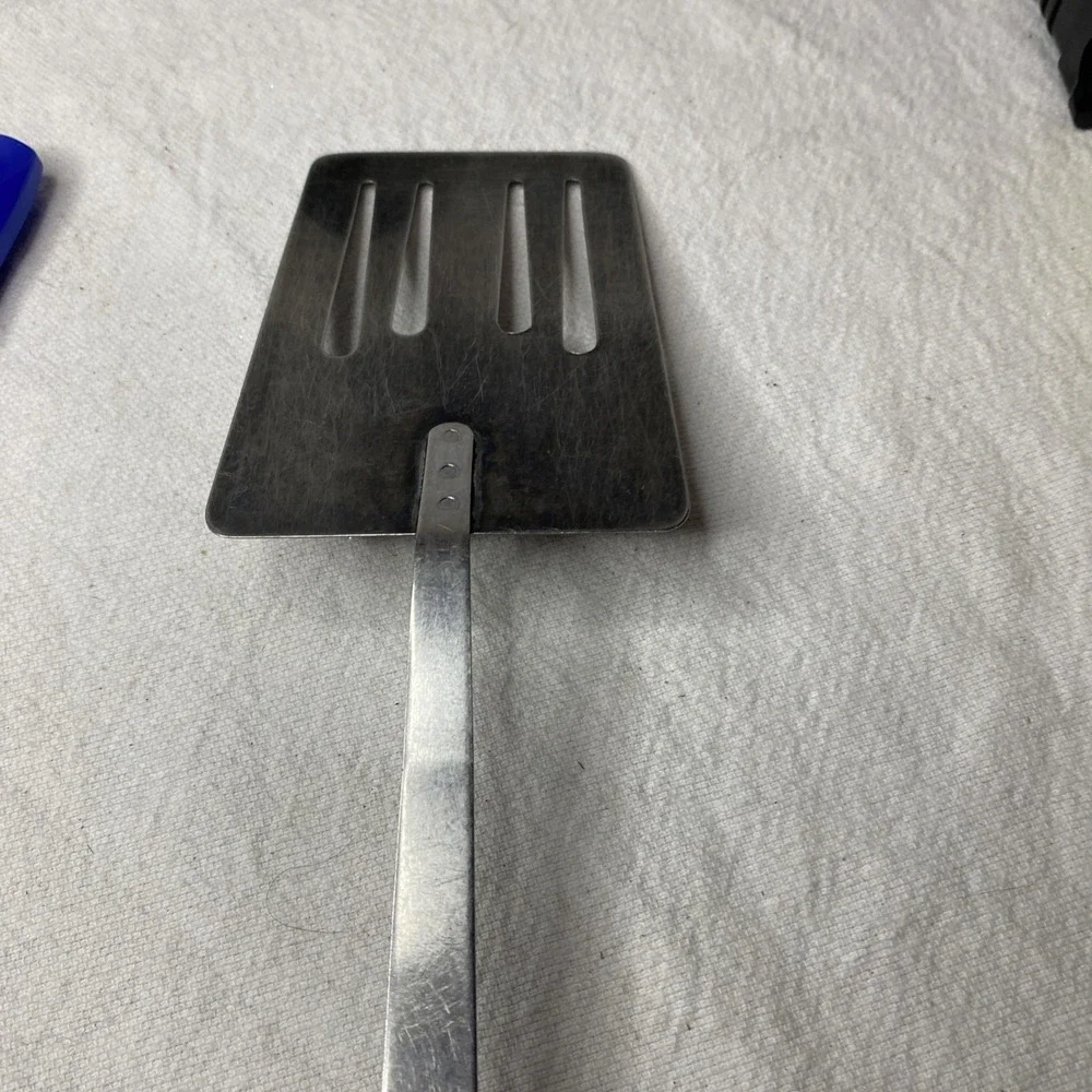 Lot Of Vintage Utica Slotted Spoon, Ladle And Spatula Wooden Handles Please Read